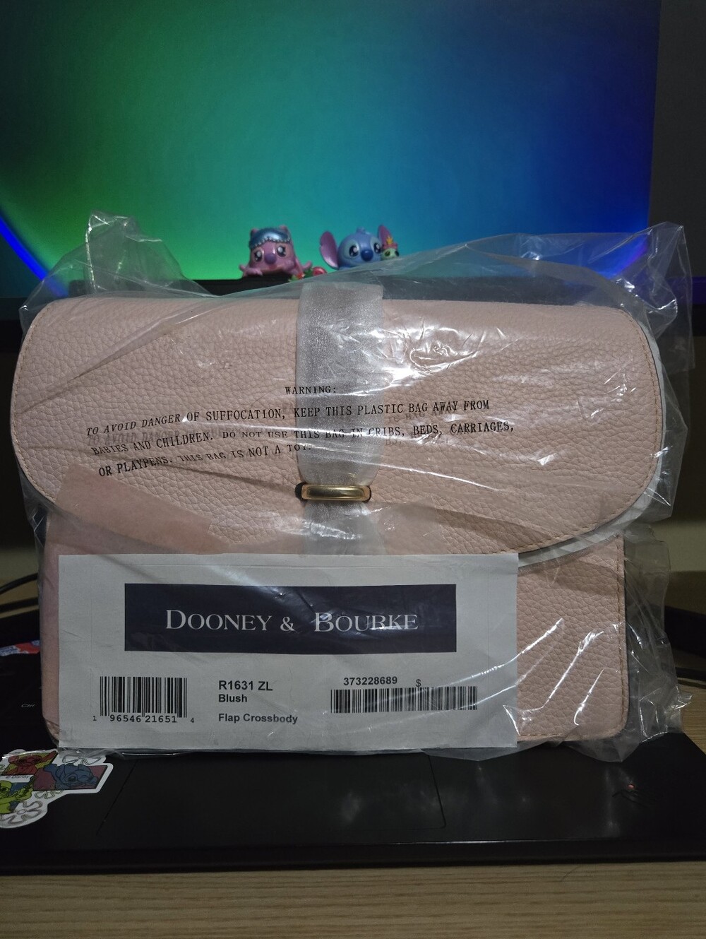 Dooney & Bourke Blush Pebbled Leather Flap Crossbody with Gold-Tone Hardware